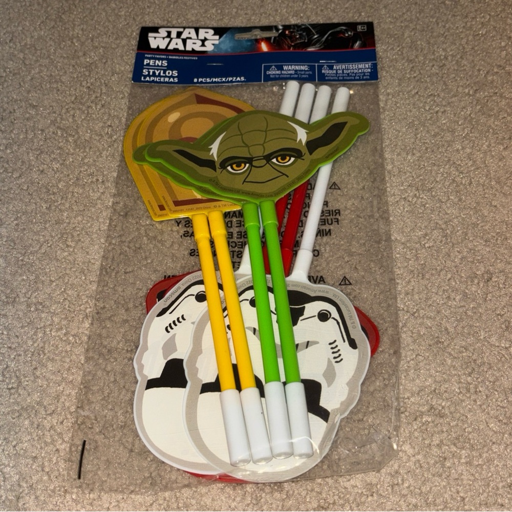 New Disney Star Wars Party Favors Pens 8 Pack Yoda, Darth Vader, C-3P0 & Trouper